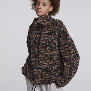 Varley Half Zip- Bailey Pullover Speckle Brown/Black Wool Blend. Women's Size M